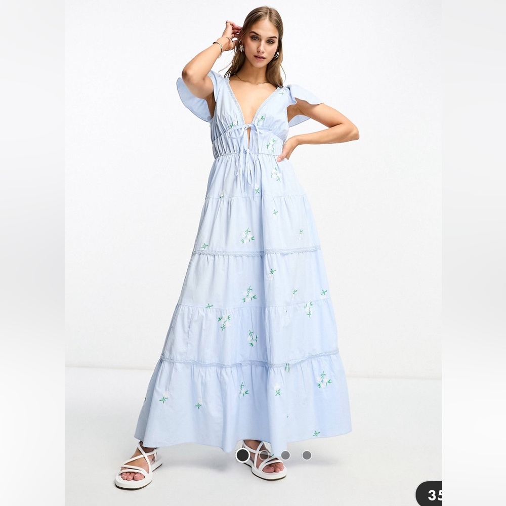ASOS Light Blue Cotton Maxi Dress